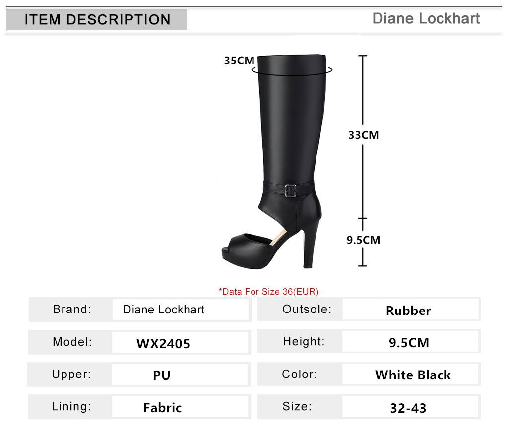 Fashion Summer Women's Platform High Heels Knee-length Boots Sexy Open toe Side Hollow High Heel Shoes Buckle Sandals Boats Mujer Black