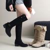 Pointed But Knee Boots Women's 2025 New Autumn and Winter Western Cowboy Pile Boots Thick Heel Knight Boots Large Size