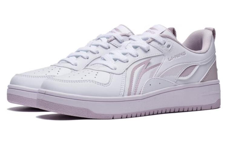 Li Ning Shiyi Slip Resistant Lightweight Abrasion Resistant Low Top Skateboard Shoes Women's White Purple AGCT342-1