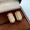 2026 New Design Micro-Set Zirconium Golden Color Geometric Earrings Fashionable For Women's Accessory Ear Cuffs Luxury Jewelry