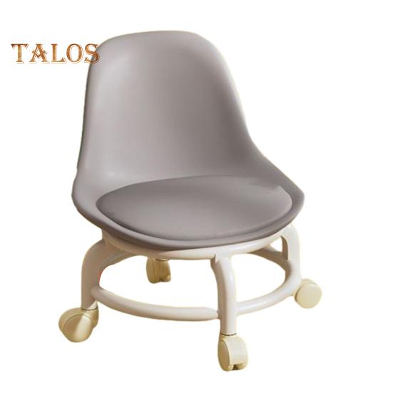 Low Rolling Stool with Backrest 360 Degrees Swivel Wheels Faux Leather Cushion Roller Seat Heavy Duty Rotating Mini Chair Seating Stool