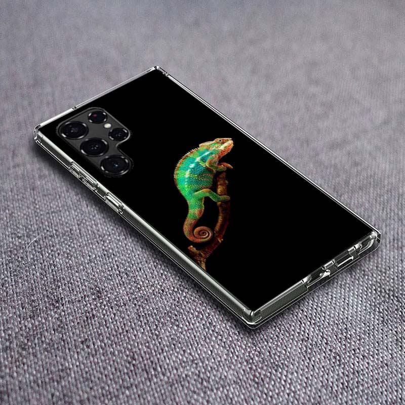 

Chameleon Funny Wildlife Phone Case For Samsung Galaxy S24 S23 S21 S20 FE S22 S26 Ultra S25 Edge S10 Plus Cover Clear TPU Capa S Samsung S10 PLUS