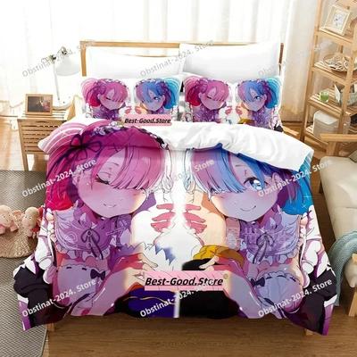 ReZERO -Starting Life in Another World Bettwäsche-Set Druck Mit Kissenbezug Bettdecke Weich Einzel Doppel Queen King Größe