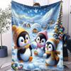 Snow Play Penguin Igloo Soft Blanket - 1 Pcs Festive Winter Themed Fleece Throw for Beds Sofa Home Decor Adults Kids Warm Gift