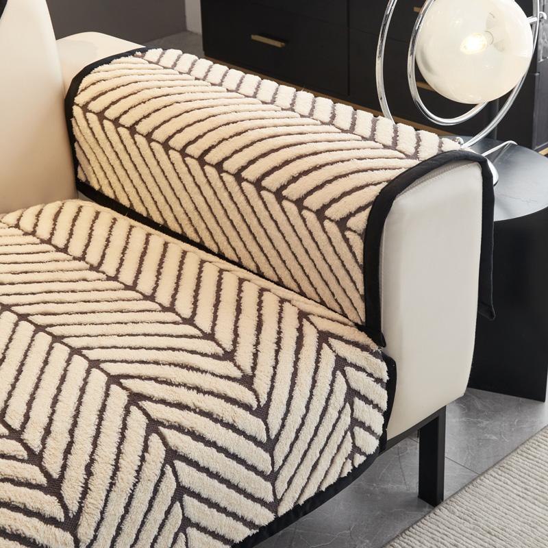 Grube pluszowe pokrowce na sofę, mata zimowa, ciepła, pluszowa, antypoślizgowa, liście, ręcznik żakardowy na sofę do salonu, wystrój domu