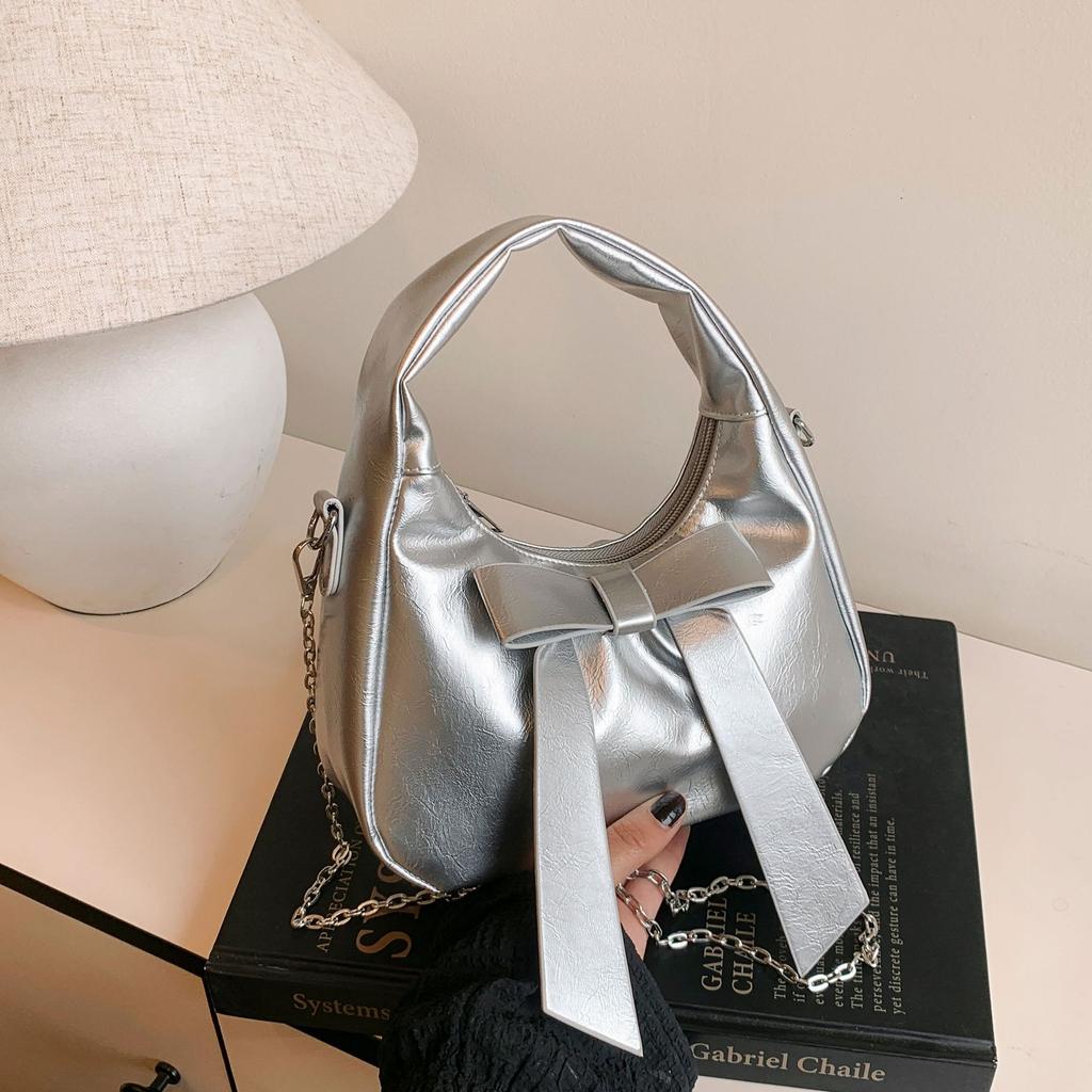 Textured Bow Bag Women's Spring Trend Women's Shoulder Messenger Bag Foreign Style Portable Small Square Bag