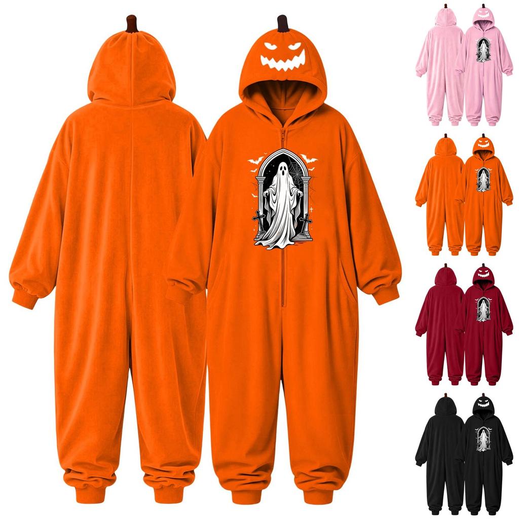 Tuta in Flanella Coordinata di Halloween per Coppie per Uomo e Donna