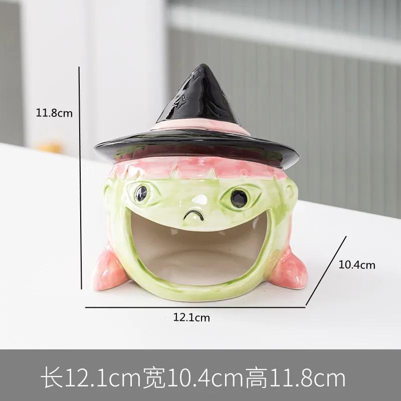 Hochtemperatur Weißes Porzellan Wohnzimmer Aromatherapie Kerzenständer, Lustiger Halloween Cartoon Kürbis Geist Aschenbecher Dekoration