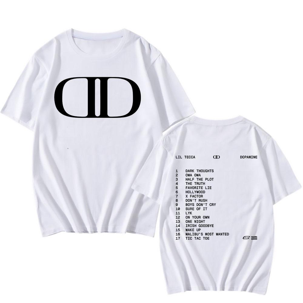 Lil Tecca DOPAMINE Camiseta del Álbum Impresión Gráfica de Rapper Camisetas de Moda Camiseta de Algodón de Manga Corta Unisex Streetwear Hip Hop Camisetas para Hombre