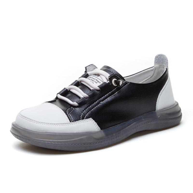 Fashion GKTINOO Genuine Leather Women's Flat Sneakers Large Size 35-41 Autumn Vulcanized Shoes Ladies Casual Shoes Comfortable Flats