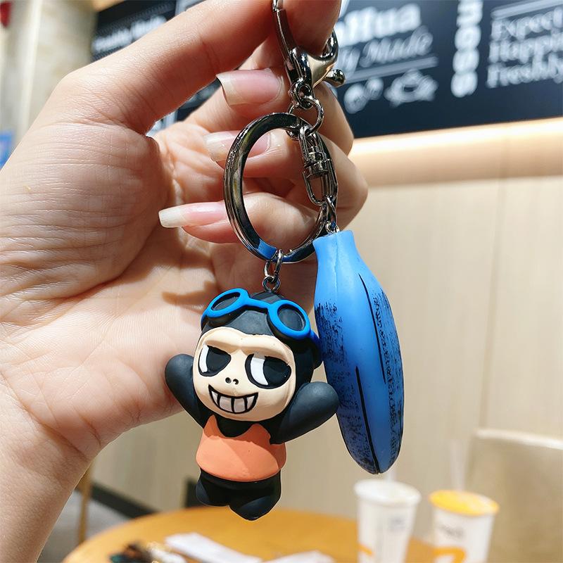 Cute Cartoon Little Orangutan Schoolbag Pendant Car Keychain Skeleton Gorilla Ling Angel Gorilla Baseball Gorilla Jewelry Female