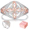 Sterling Silver Celtic Knot Ring with Round Cubic Zirconia Accents and Rose Gold Plated Detailing for Women and Girls