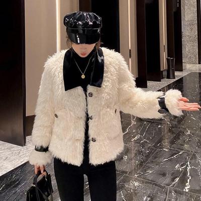 Autumn and Winter Lamb Wool Fur Integrated Jacket Micro-roll Cashmere Imitation Fur Locomotive Small Fragrant Thin Top