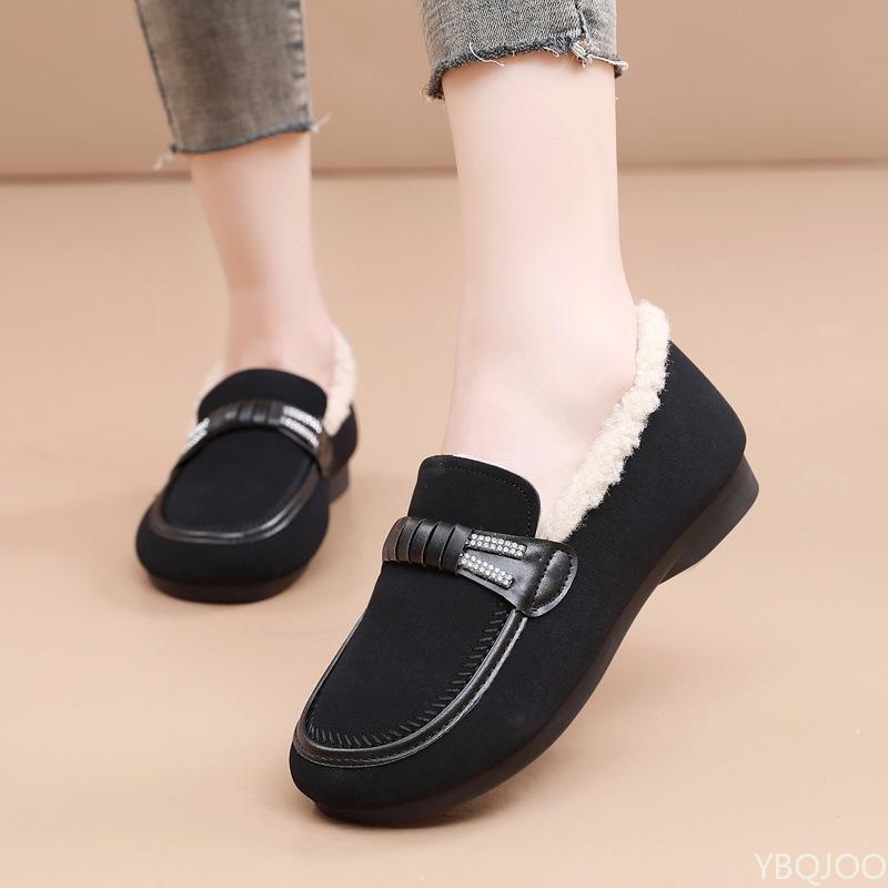 Fashion Winter new women's thick casual warm mom shoes with flat bottom anti slip simple comfortable cotton shoes for daily use