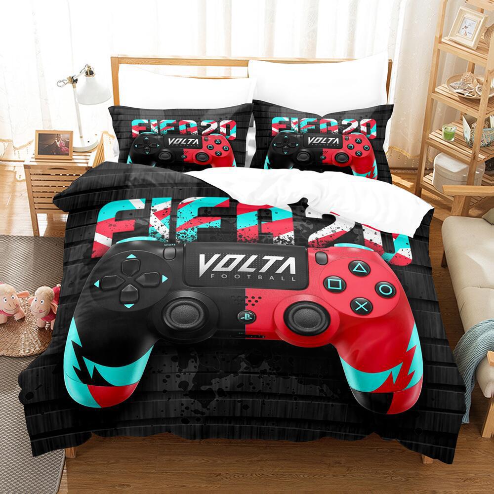 Cartoon Animation Digital Printing Keyboard Gamepad Bedding Three-Piece Microfiber Polyester Cotton Duvet