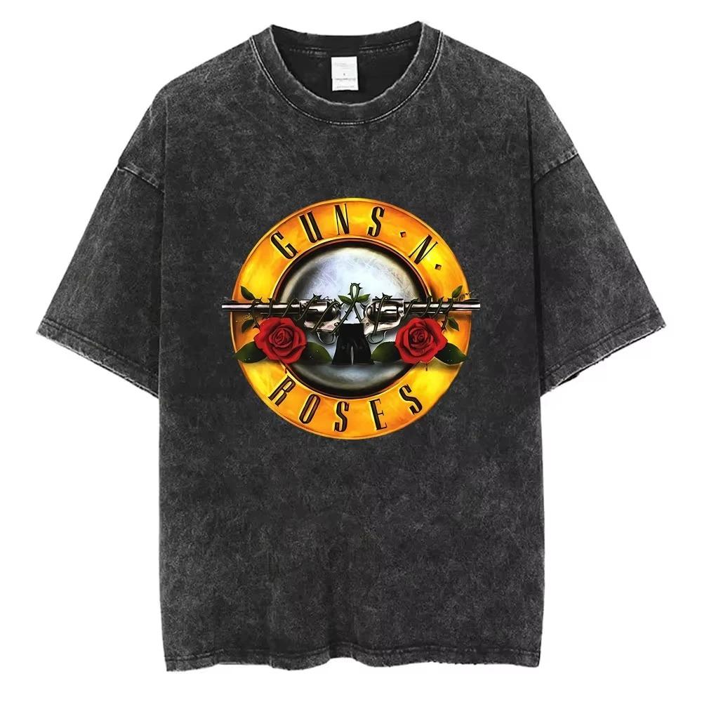 2026 New Arrival Mens Clothes Tee Shirt Homme Graphic T-Shirts Men Women Tshirt for Men Ropa Hombre Guns N Roses Slash 85 Washed Vintage