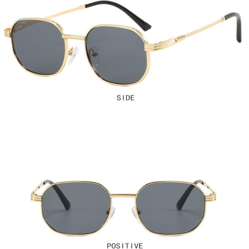 New Sunglasses Women Metal Small Frame Personalized Sun Glasses Elliptical Fashion Trend Design Sunshade Eyeglasses Men Uv400