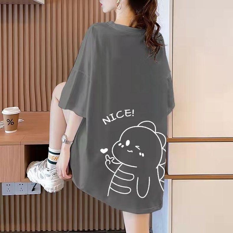 

Летние футболки из чистого хлопка для женщин, симпатичные футболки с мультяшным принтом в стиле хип-хоп, повседневные футболки в стиле Харадзюку, свободные, с коротким рукавом, белые, розовые, y2k Топы XXL серый