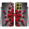 Handmade PU Leather Flip Case for Motorola Moto G86 Anti-Slip Shockproof Cover with Wrist Strap & Heart/Rose Cat Designs