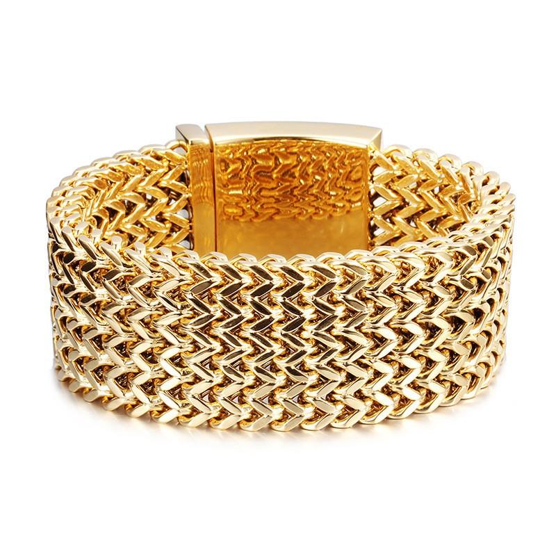 Mens Geometric Square Thick Braided Titanium