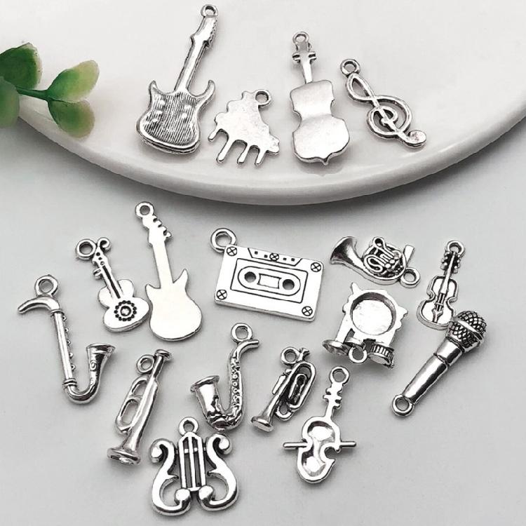 51 Pcs Violin Guitar Charm Musical Instrument Pendant Music Charm with Hole for Jewellery Making