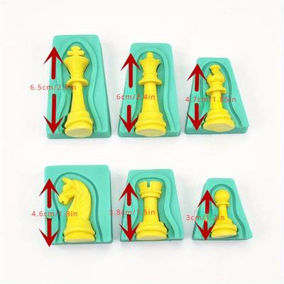 12 pièces/ensemble Moule à Échecs 3D en Silicone Moule à Gâteau Moule de Cuisson Créatif Échecs Divertissement Moule à Gâteau Créatif