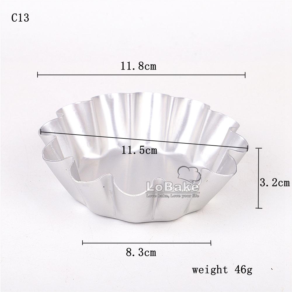 10pcs/lot Various Design Fluted Edge Wavy Flower Cup Boat Round Shape Aluminium Tart Mould Jelly Pudding Cup Cupcake Mold Baking