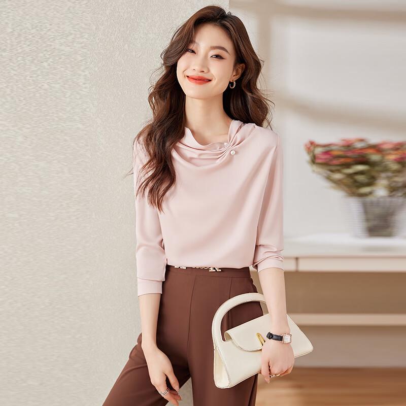 Trueman Women s Elegant French Style Chiffon Long Sleeve Blouse L