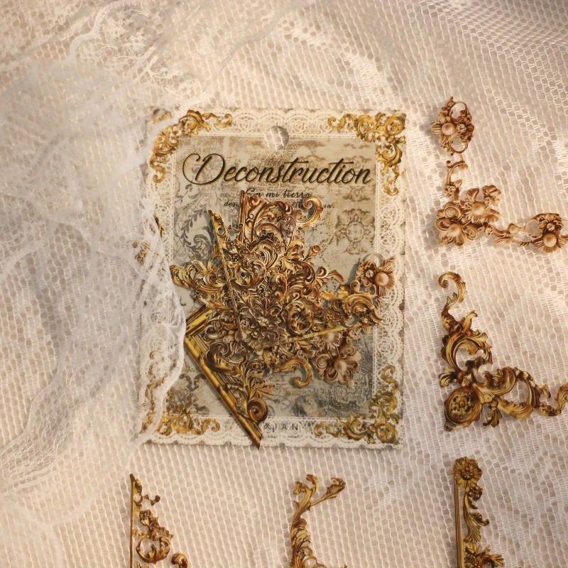 Pack Vintage Corner Stickers French Court Style Self-Adhesive Hollowed Out Photo Frames Stickers Collage Junk Journal Scrapbooking Material Stickers