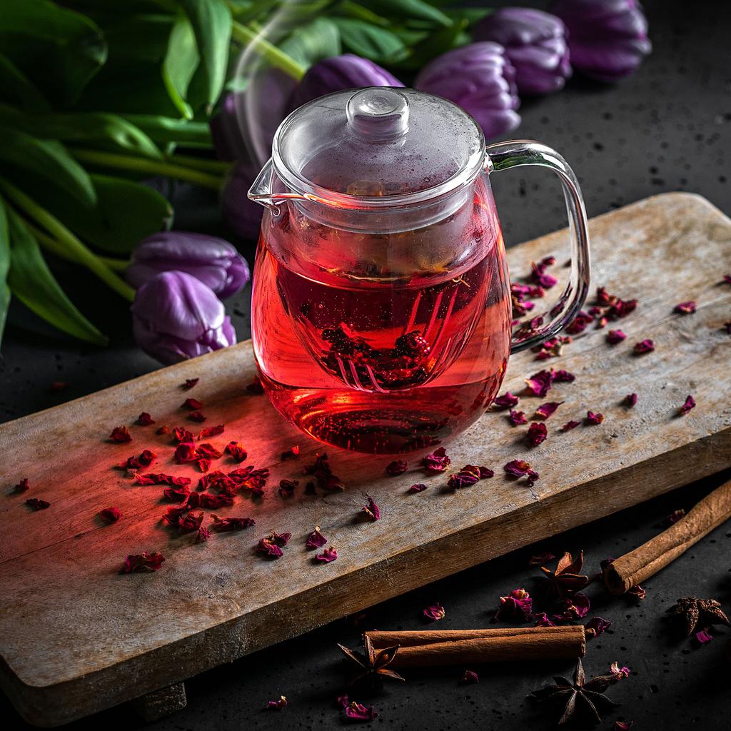 KADAX Glaskanne für Tee 600ml Kräuteraufguss Einsatz mit Aufguss