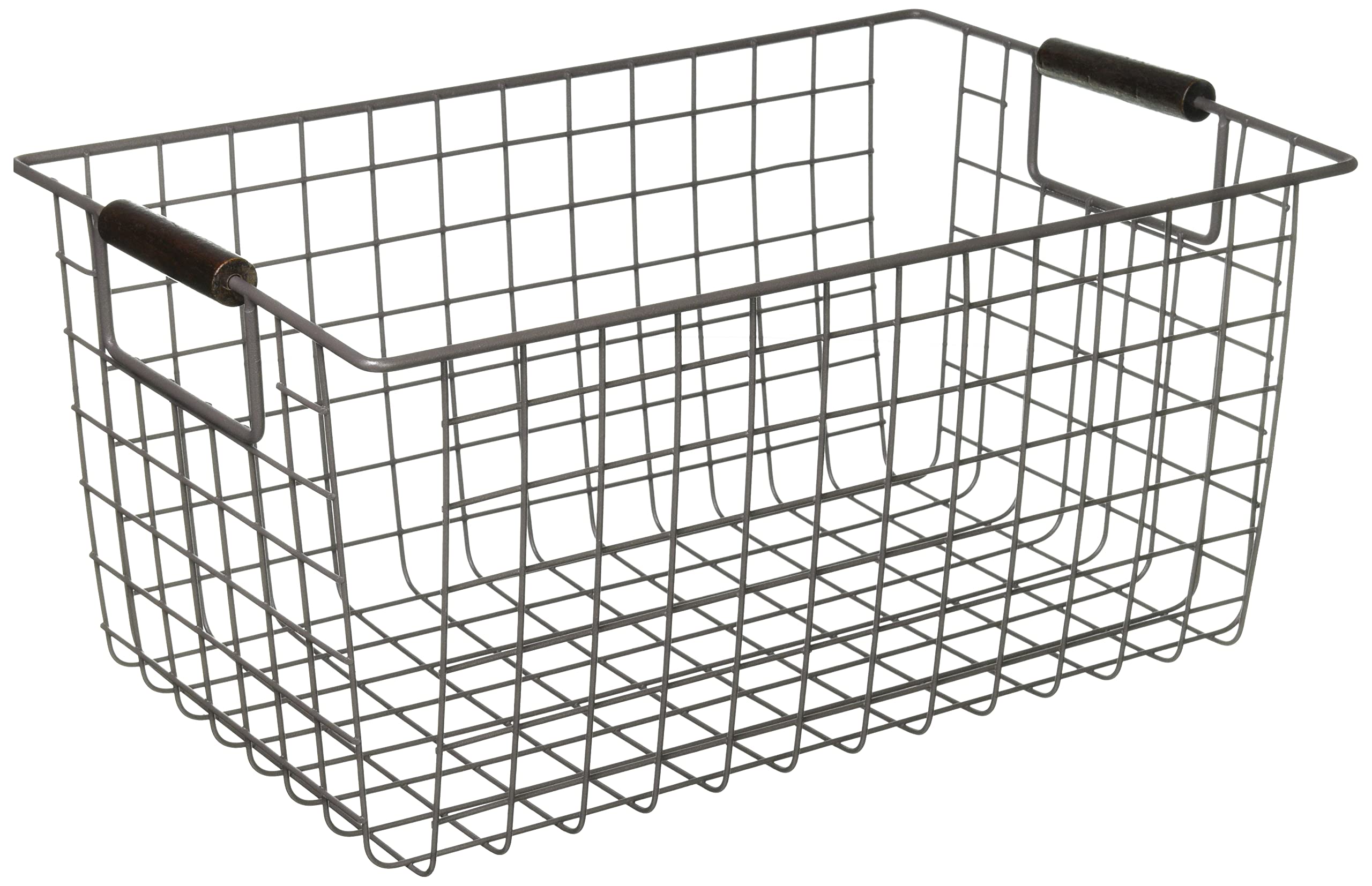 Металлическая корзина  Жемчуг , Коричневая, Средняя, Проволочная корзина с деревянной ручкой, N-8319