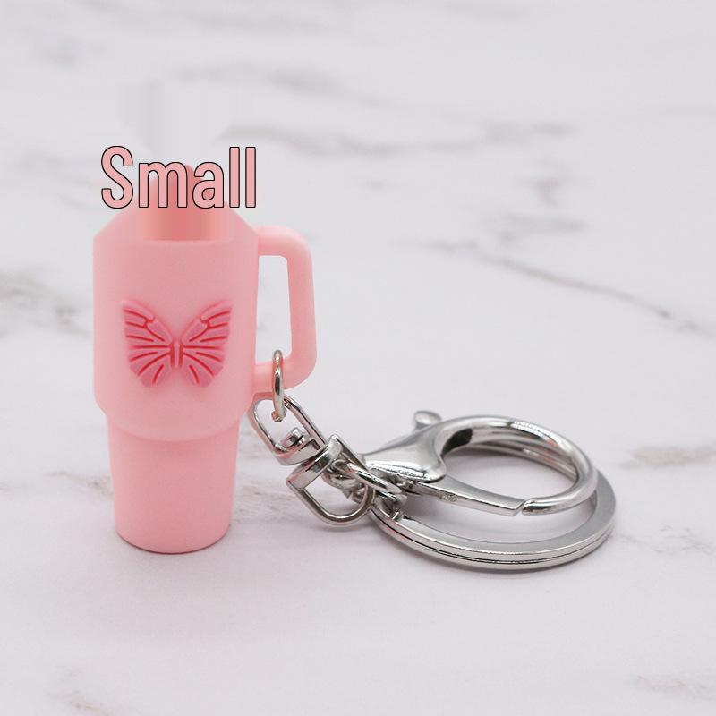 Popular Soft Rubber Stanley Cup Pendant Keychain - Creative Milk Tea Cup Keyring Available