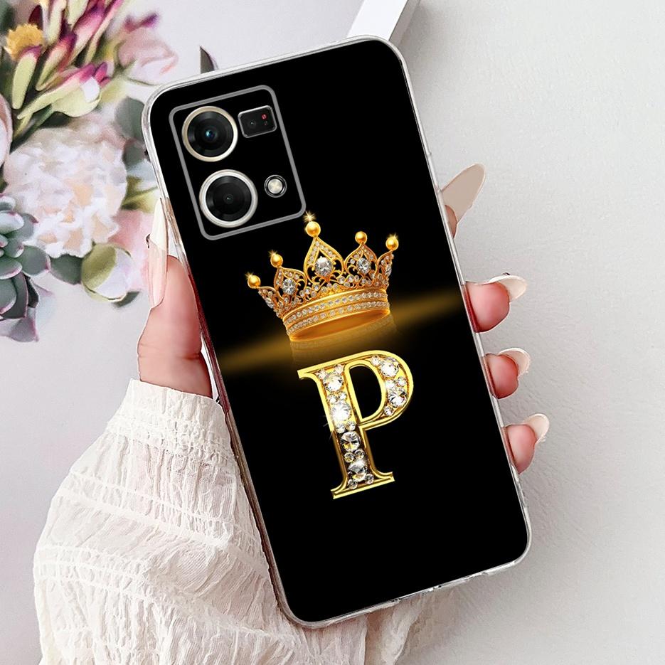For Oppo F21 Pro 4G Case Reno7 4G CPH2363 New Crown Letters Cover Soft Silicone Phone Case For Oppo Reno8 Reno 7 F21Pro 4G Shell