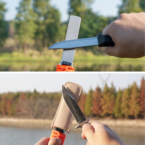 SHARPAL 181N Diamond Knife Sharpener, Double-Sided Sharpener for Knives, Axes, and Scissors, with Leather Case, Rough Sharpening 325/Finishing 1200, E