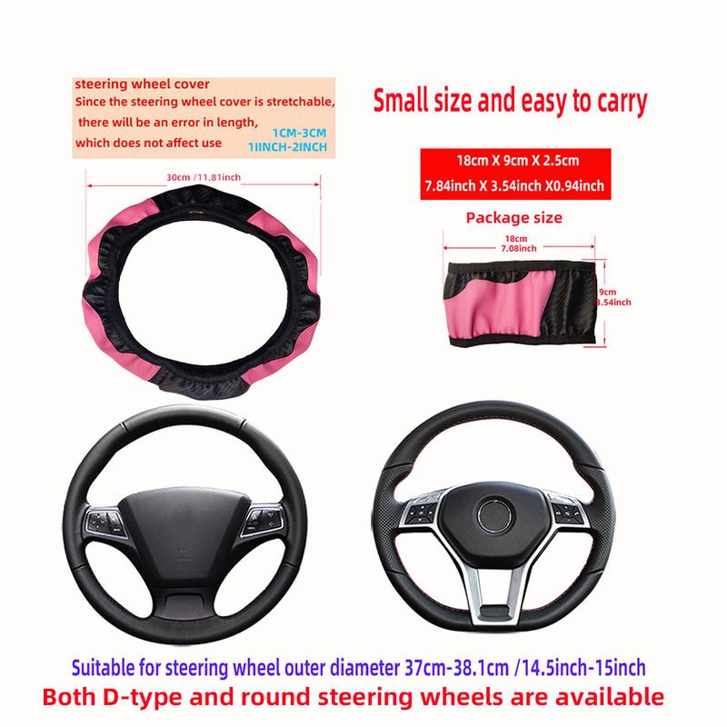 Coprivolante in Pelle PU Stile Fibra di Carbonio 37-38cm Universale Antiscivolo Traspirante per Decorazione Interni Auto