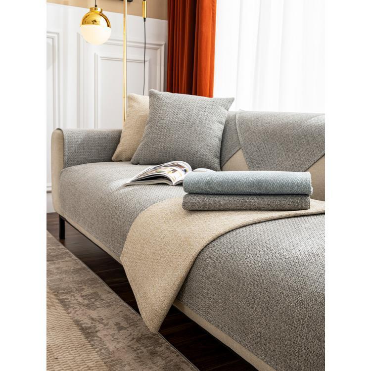 Minimalist Japanese Style Hemp Living Room Sofa Cushion Four Seasons Universal Cloth Liner Cover Towel Non-Slip Sofa Cover