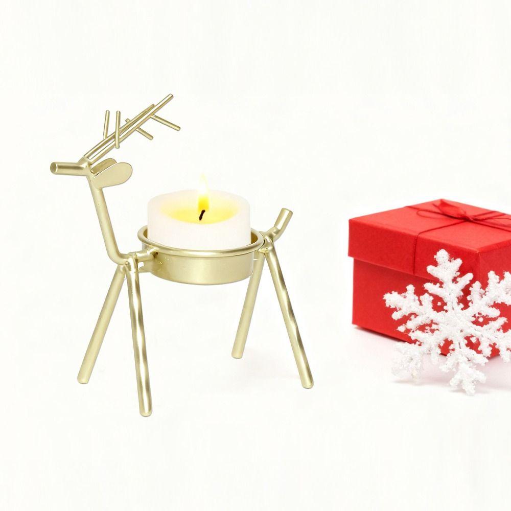Standing Christmas Reindeer Tealight Holders Iron Metal Tea Light Candle Holders  Festivel