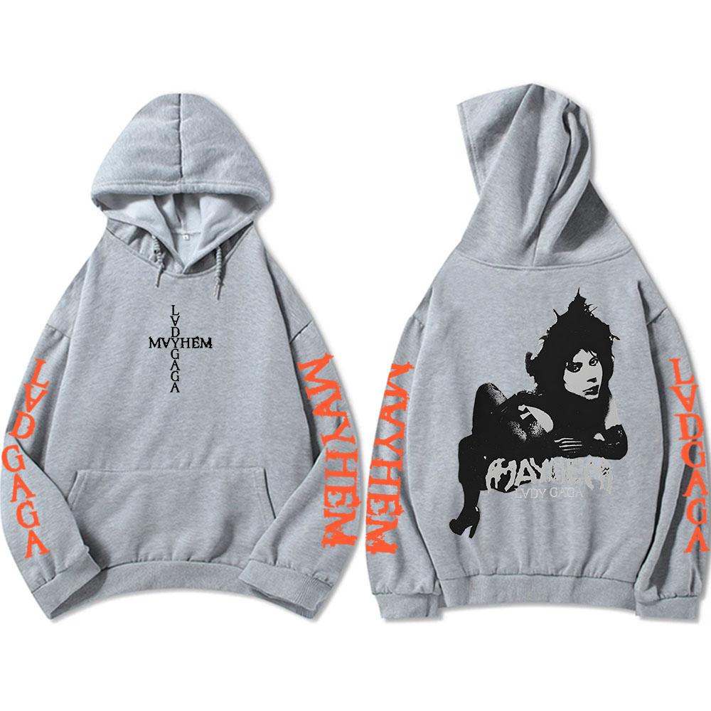 Hooded Pullovers Lady Gaga Mayhem Album Graphic Hoodies Hip Hop Unisex Streetwear Long Sleeve Loose Male Sweatshirts Print Hoody