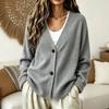 Women's Cardigan Sweater with V-Neck Button Front Long Sleeve Loose Fit Knit Casual