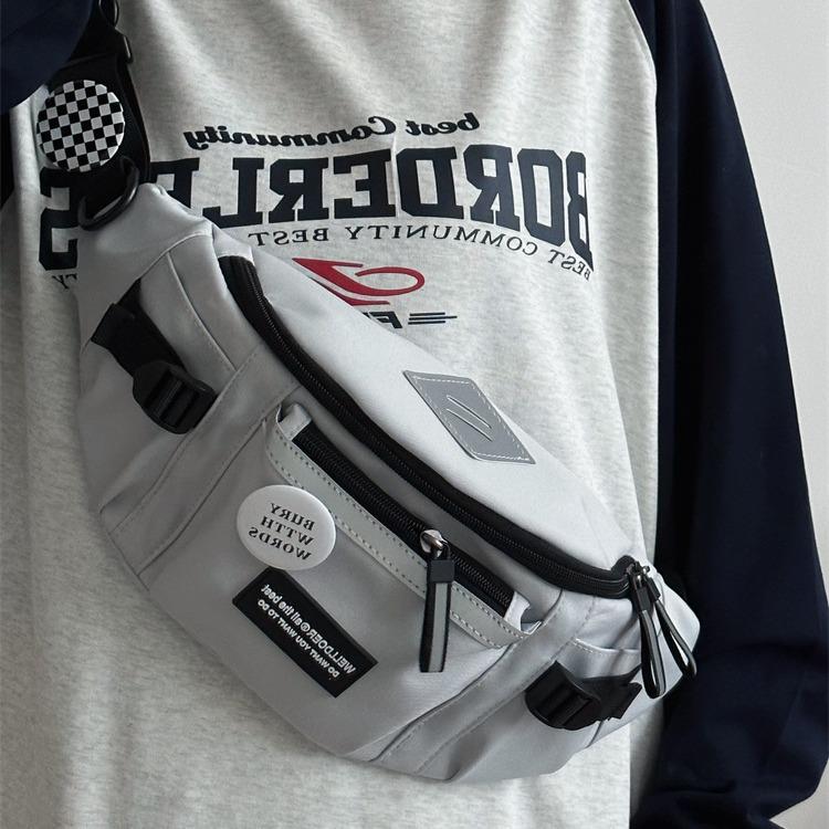 Bolsa Transversal Masculina Estilo Harajuku - Bolsa de Cintura Versátil para Ciclismo e Esportiva