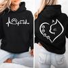 Retro Fashion Cat Heart Printed Hoodie Y2k Street Clothing Cat Lover Men and Women Loose Casual Hooded Sportswear K Pop Clothes