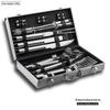 Meigo Stainless Steel BBQ Tool Set, 32 Pieces, with Portable Cloth and Aluminum Case Options, New.
