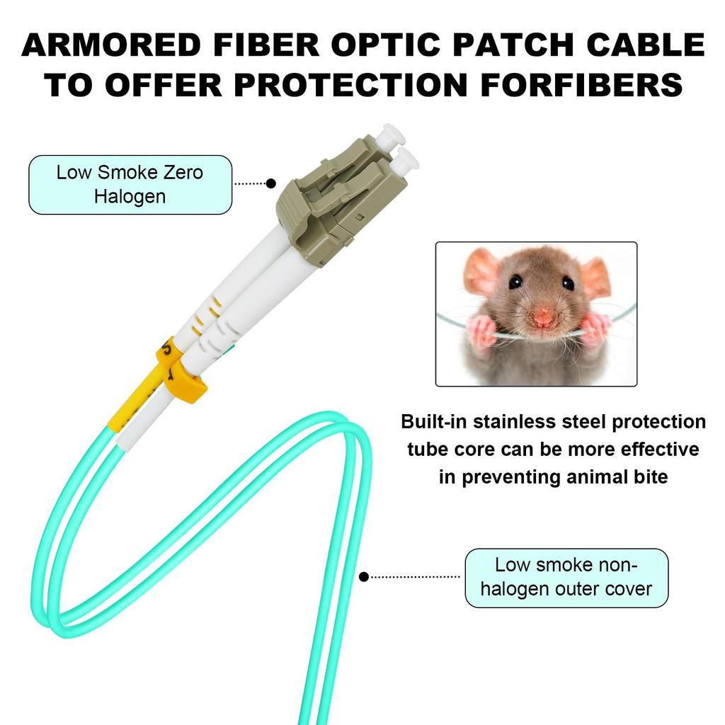 DTECH 5 Pack 1m LC-LC Fiber Patch Cable, OM3 LC/UPC-LC/UPC Multimode Fiber Optic Cable Cord, 50/125um, LSZH