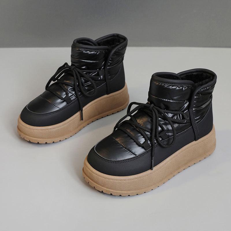 K2905 Women's High-Top Thick-Soled Velvet-Lined Cotton Shoes for 2024 Autumn/Winter