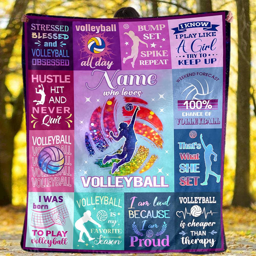 Volleyball Outdoor Customize Your Name Blanket Comfortable Soft Lightweight Multipurpose Blanket For Travel Camping Picnic Sofa Office Bed Living Room