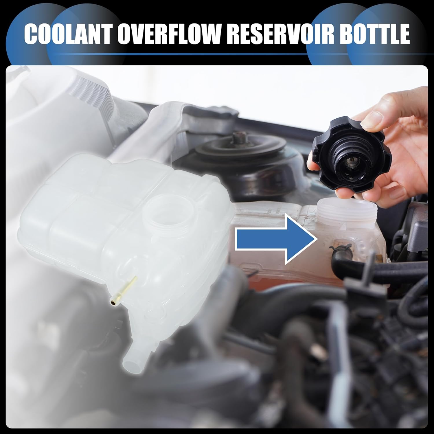 Coolant Reservoir Water Expansion Tank, Engine Coolant Expansion Recovery Overflow Bottle No.13256823/13370133 for Chevrolet Cruze 2016 White, 1 Pc
