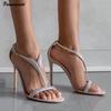 Summer Rhinestones Strap Buckle Party Women Gladiator Sandals Sexy Stiletto High Heels Crystal Wedding Dress Shoes