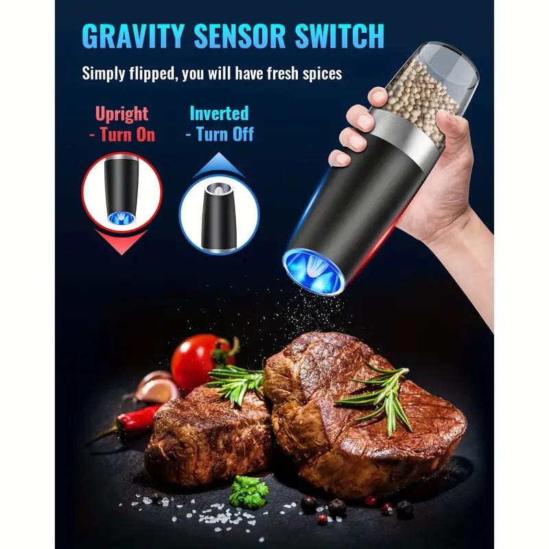 Gravity Electric Salt And Pepper Mill, Tilt To Grind Automatically, Battery Powered, Coarseness Adjustable, Upgraded Large Capac
