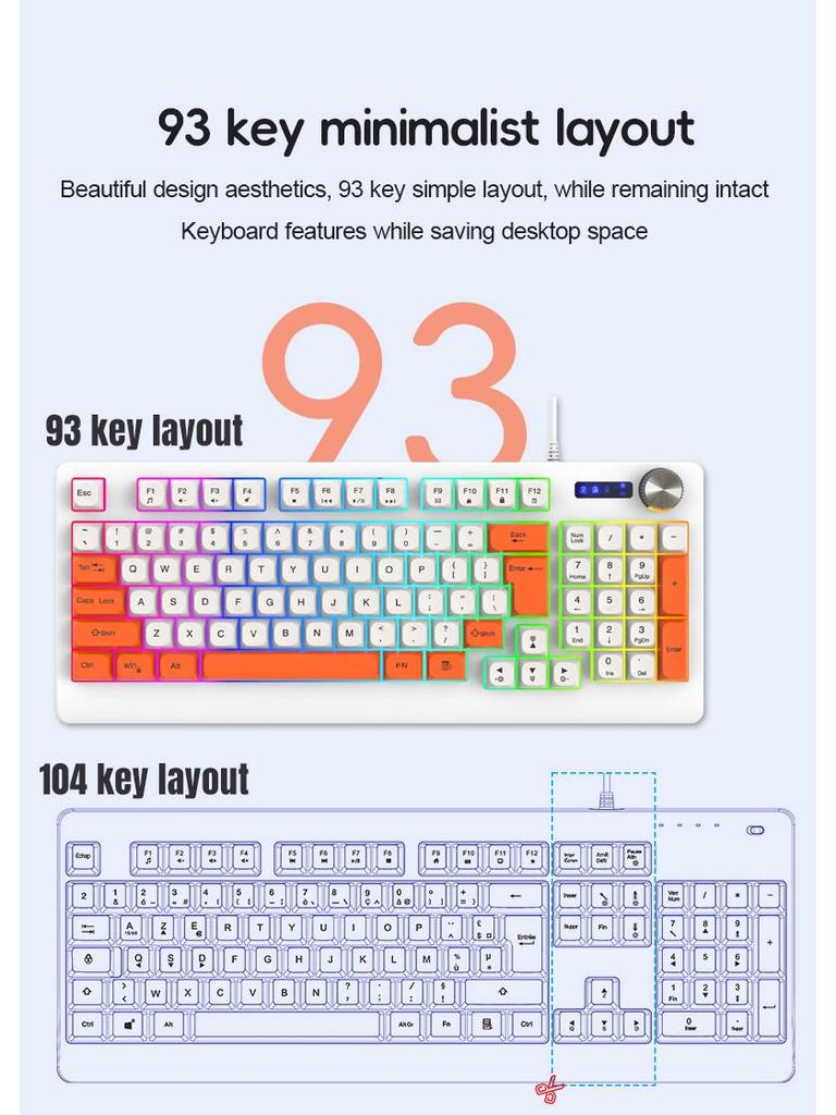 K93 Wired Gaming Keyboard - 93-Key RGB Mechanical Keyboard