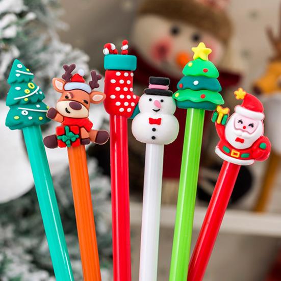 10/20Pcs Christmas Gel Ink Pens Deer Snowman Santa Claus Design Kids Gel Pens School Supplies Christmas Party Favors
